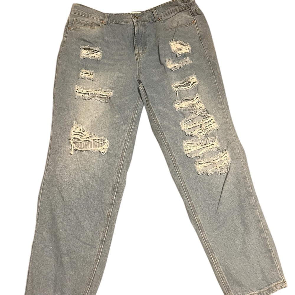 #127 Distressed Light Blue Women's Jeans “ Wax Jean Collection” Size 1X